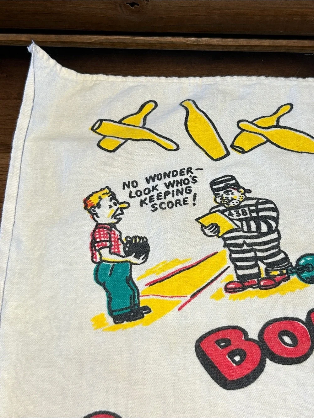 50’s Vintage Bowling Cartoon Hand Towel